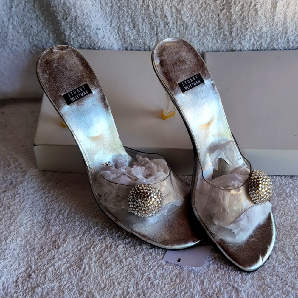 Stuart Weitzman Silver, High Heeled,Sandals